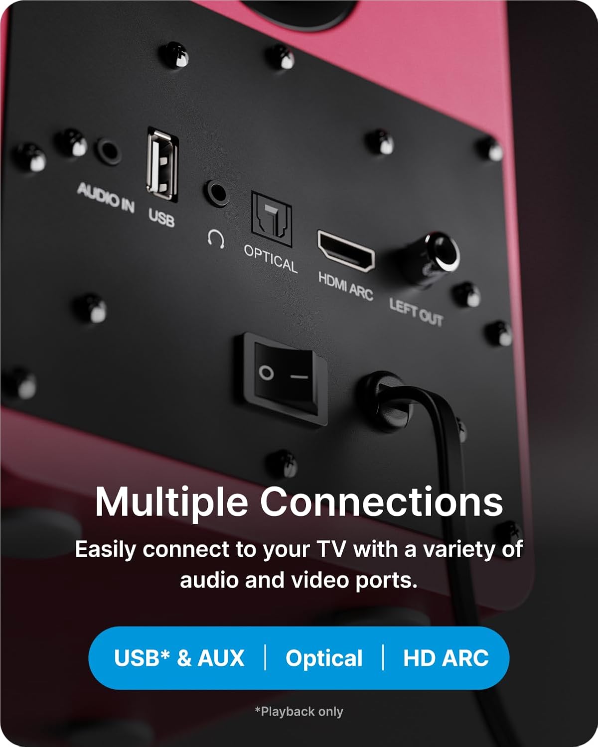Bluetooth Bookshelf Speakers 60W HiFi HDMI ARC Optical USB