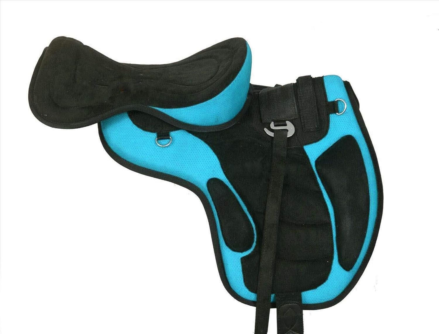Treeless Synthetic Horse Saddle 16 Inch Sky Blue Padded Seat