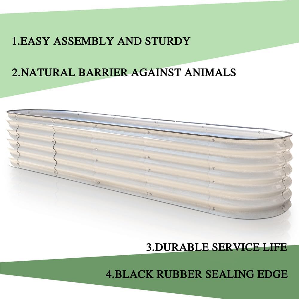 Large Raised Garden Bed 240cm Metal Planter Box 60cm High Beige