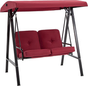 2 Seater Garden Swing Chair Red Canopy Thick Cushion