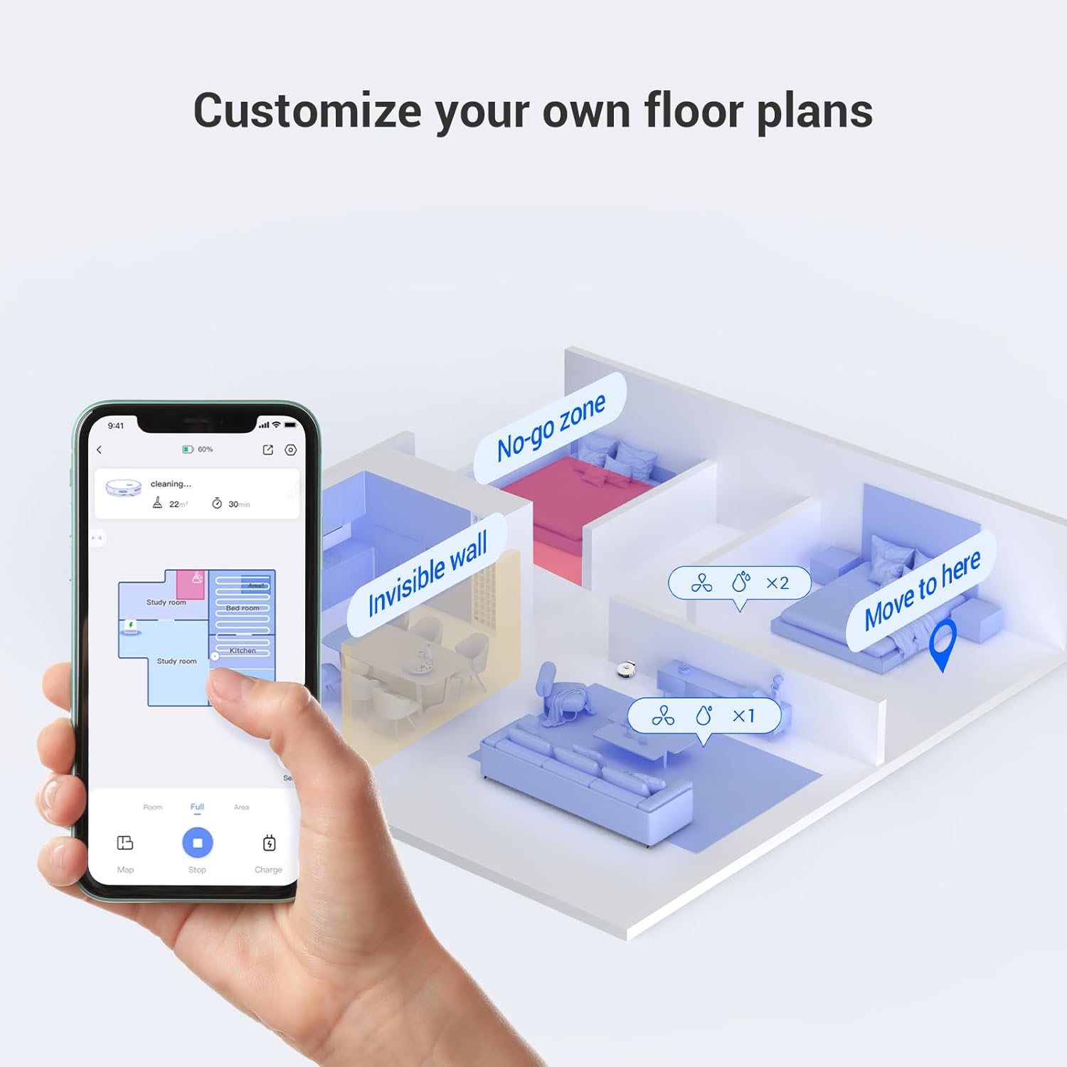 Robot Vacuum Self Empty 4000Pa LiDAR Mapping WiFi App Pet Hair