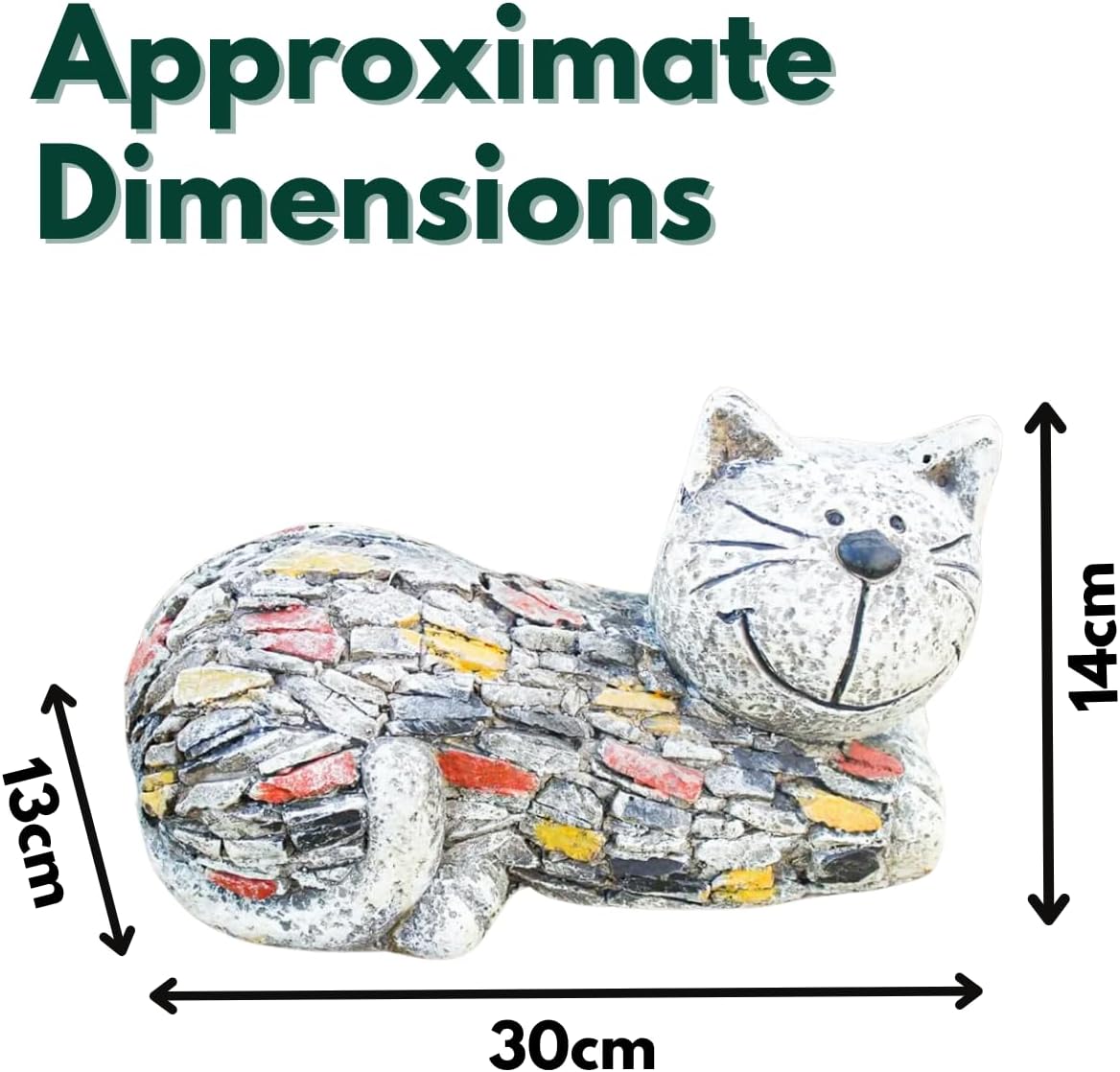 Cat Garden Statue Resin Stone Effect Outdoor Patio Decor Ornament