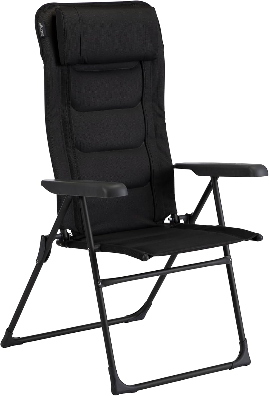Black Reclining Camping Chair 7 Position Padded Lounger Seat