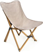 Beige Folding Butterfly Camping Chair Portable Seat