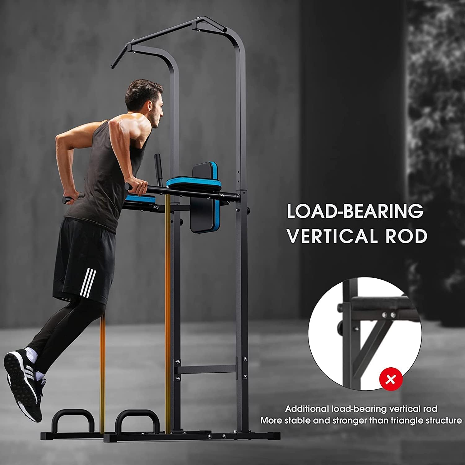 Power Tower Pull Up Dip Station Adjustable Home Gym Trainer