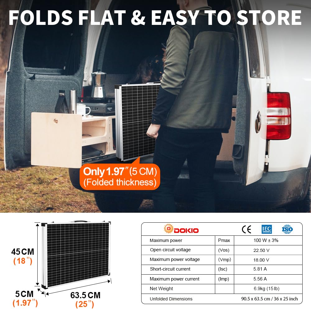 100W Foldable Solar Panel Kit 12V Portable Charger RV Boat