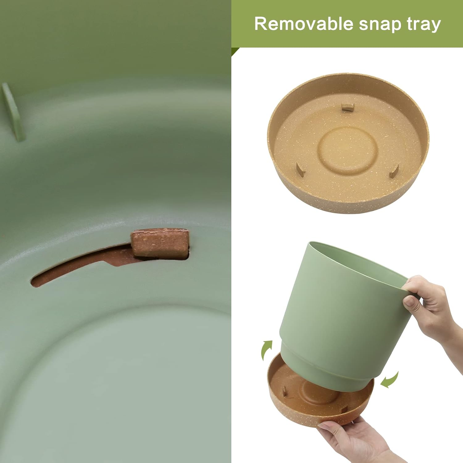 Set of 2 30.5cm Plant Pots Green Planters with Drainage Tray