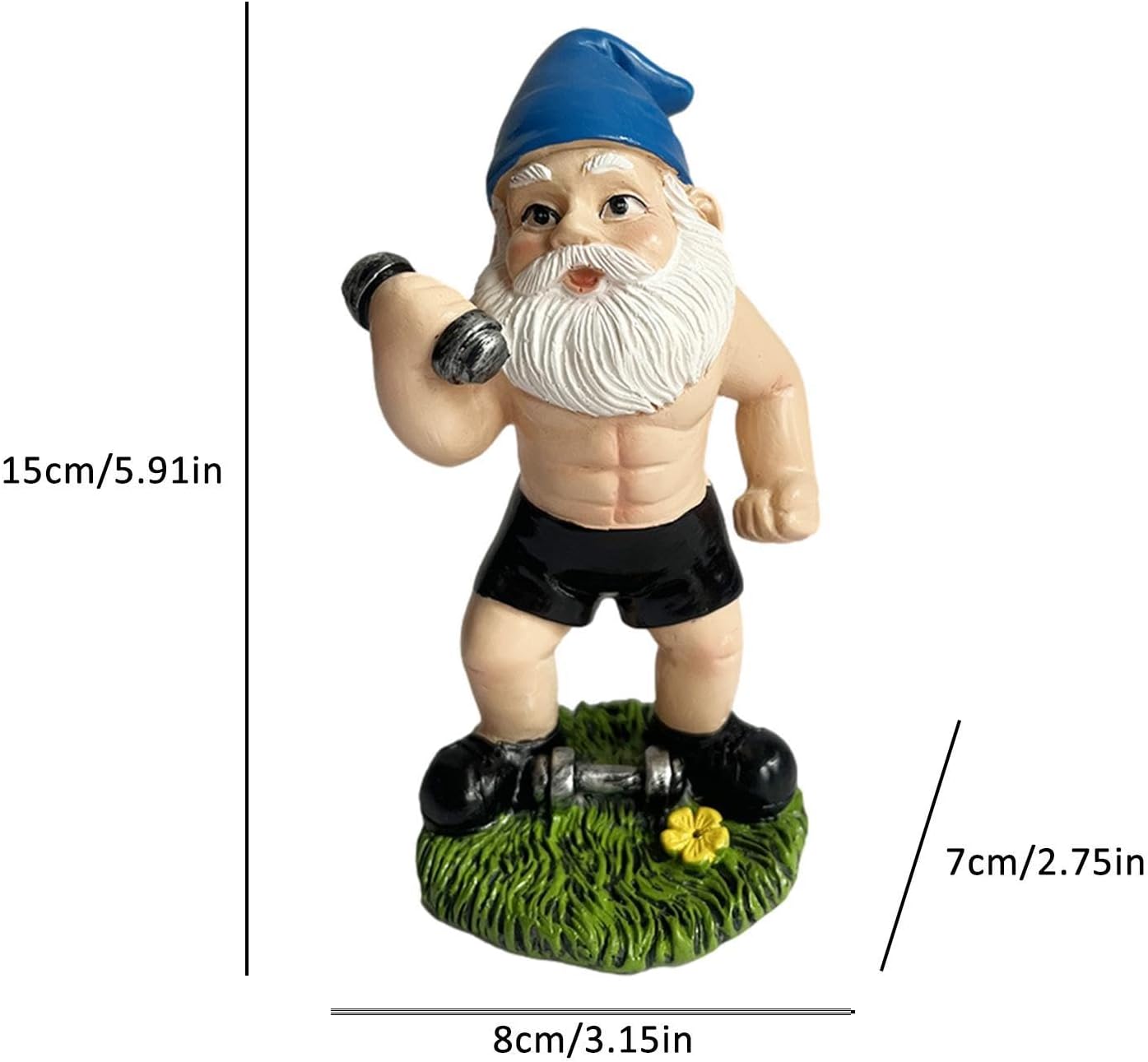 Funny Workout Gnome Statue Resin Garden Gym Decor