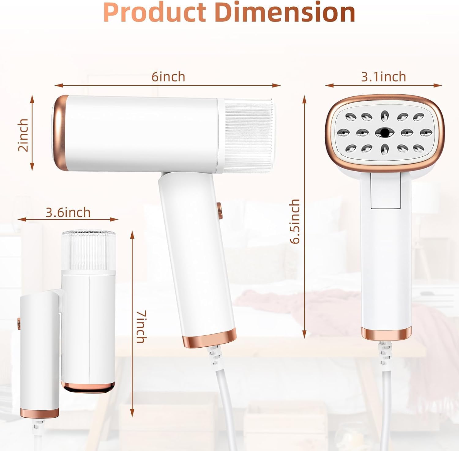 Travel Garment Steamer 1000W 20s Fast Heat 120ml Portable