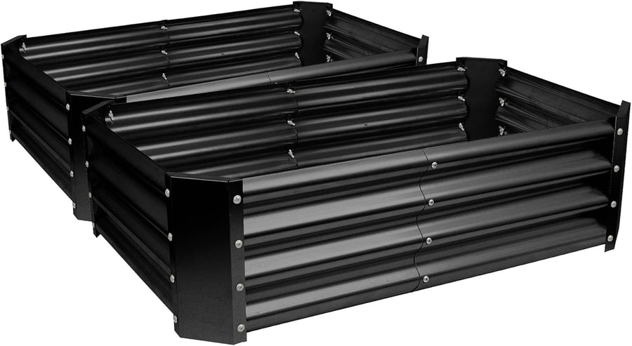 Raised Garden Bed 120cm Metal Planter Anthracite Steel 2 Pack