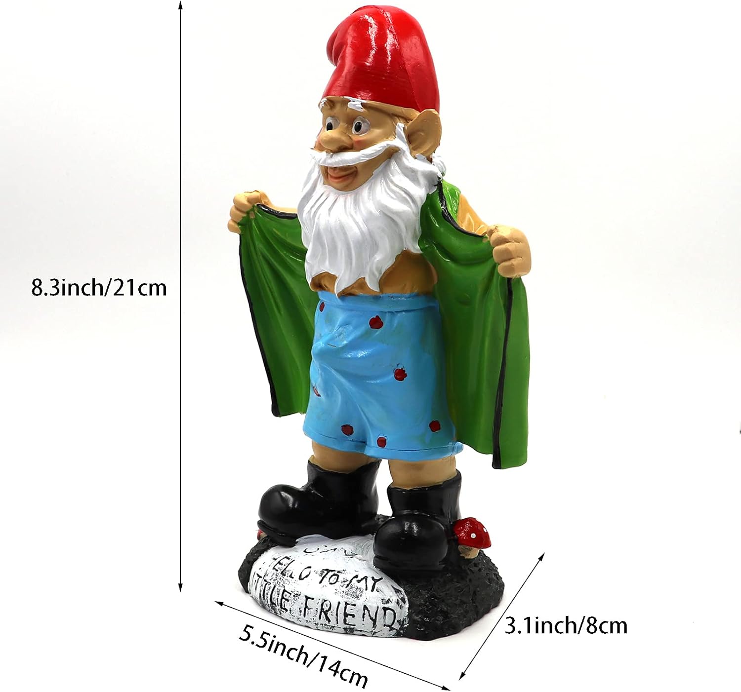 Large Garden Gnome Statue 21cm Resin Outdoor Yard Decor Figurine