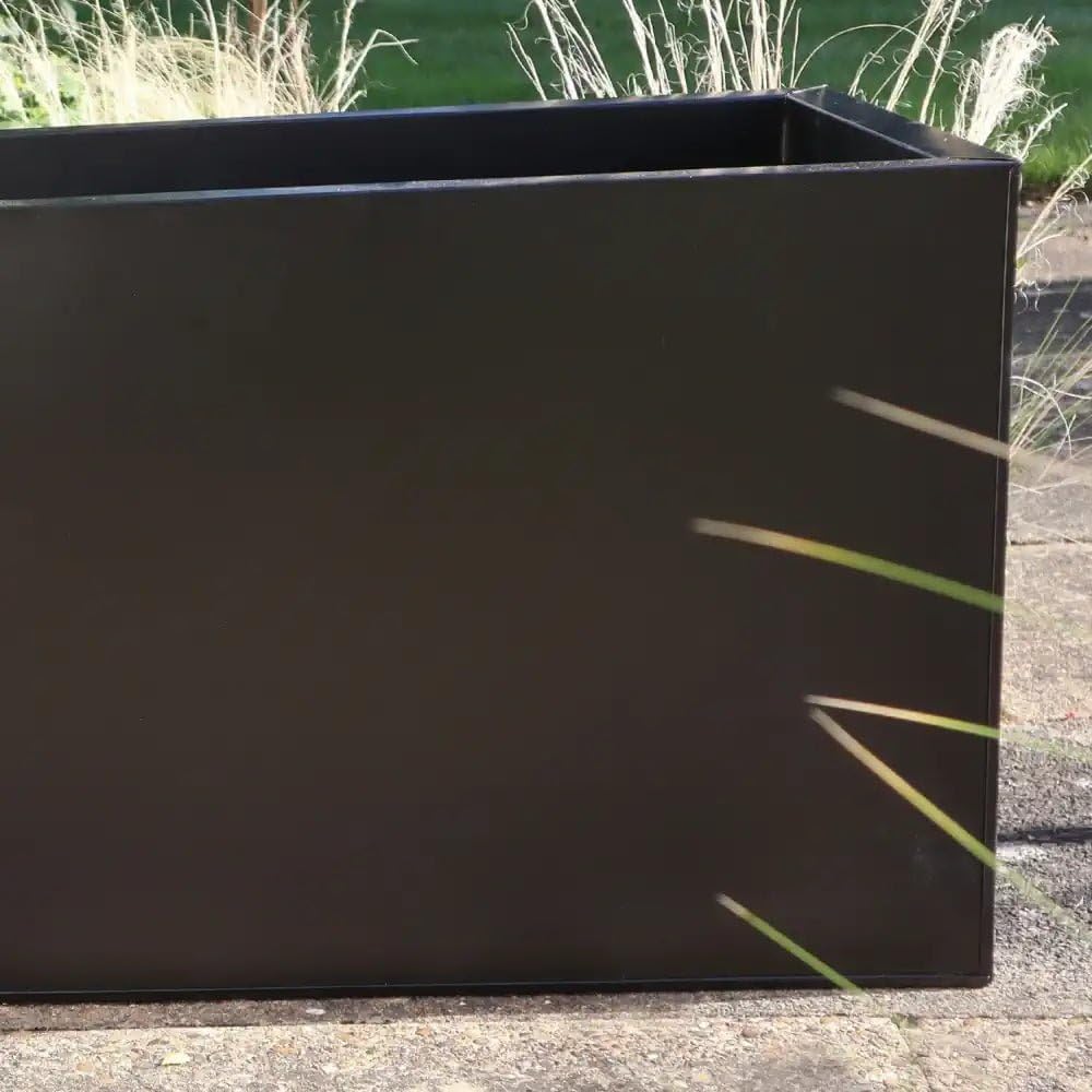 Extra Large Metal Trough Planter Matte Black Rustproof 120x40x40cm