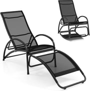 2 in 1 Garden Sun Lounger Rocking Chair Adjustable Black