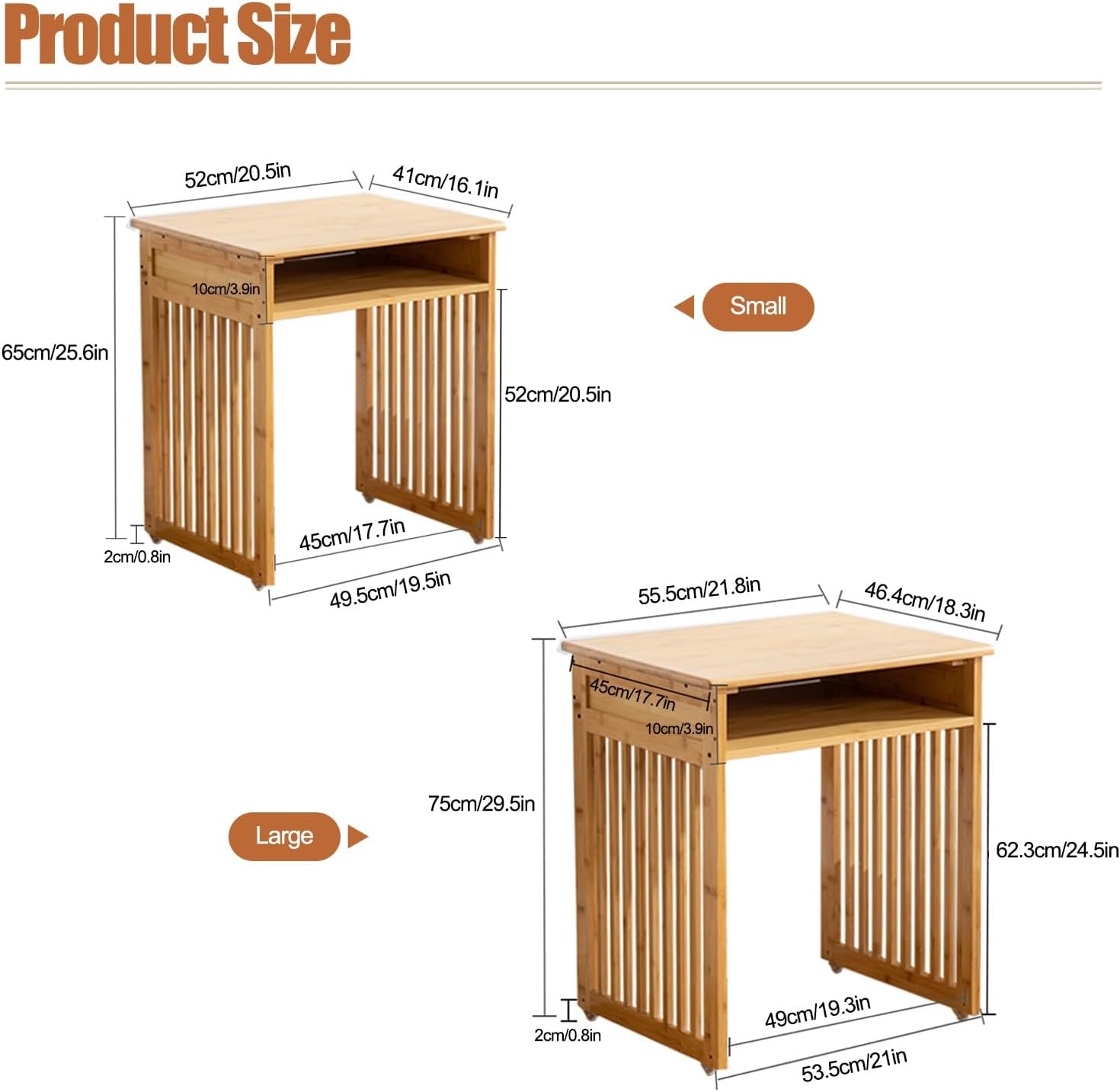 Bamboo Robot Vacuum Storage Cart Rolling Cabinet Organizer End Table
