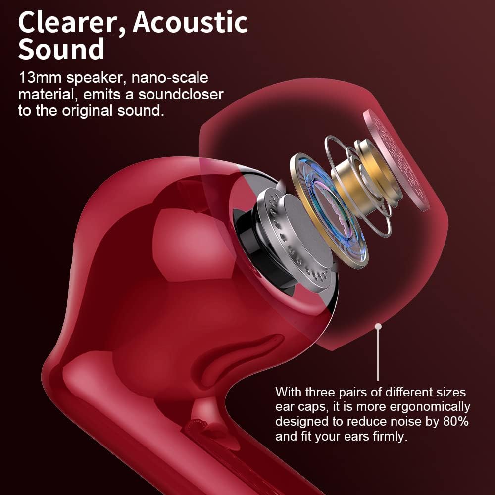True Wireless Bluetooth 5.3 Earbuds ENC Mic Stereo Bass 36H LED