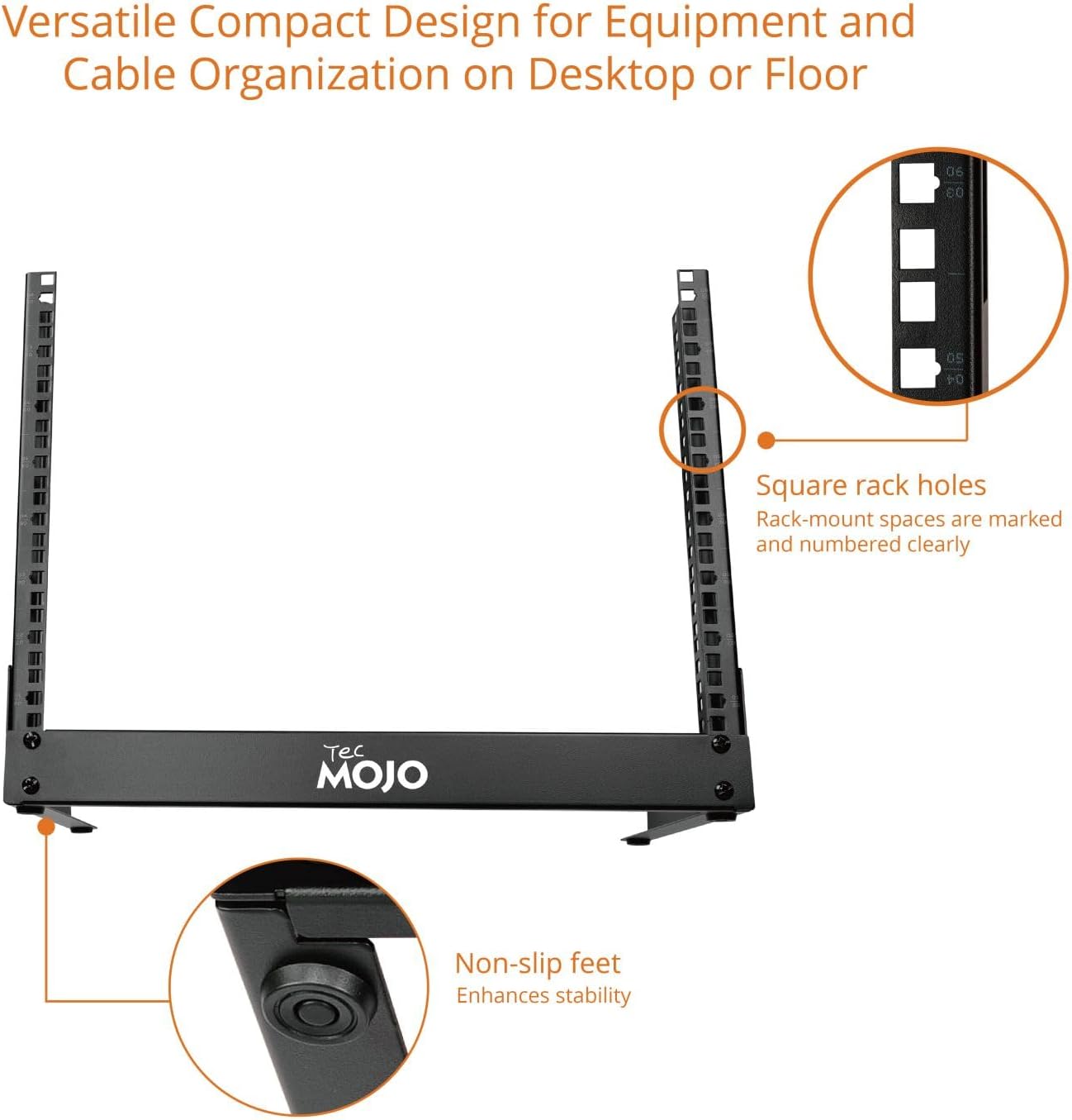 8U Desktop 2 Post Open Frame Server Rack Black