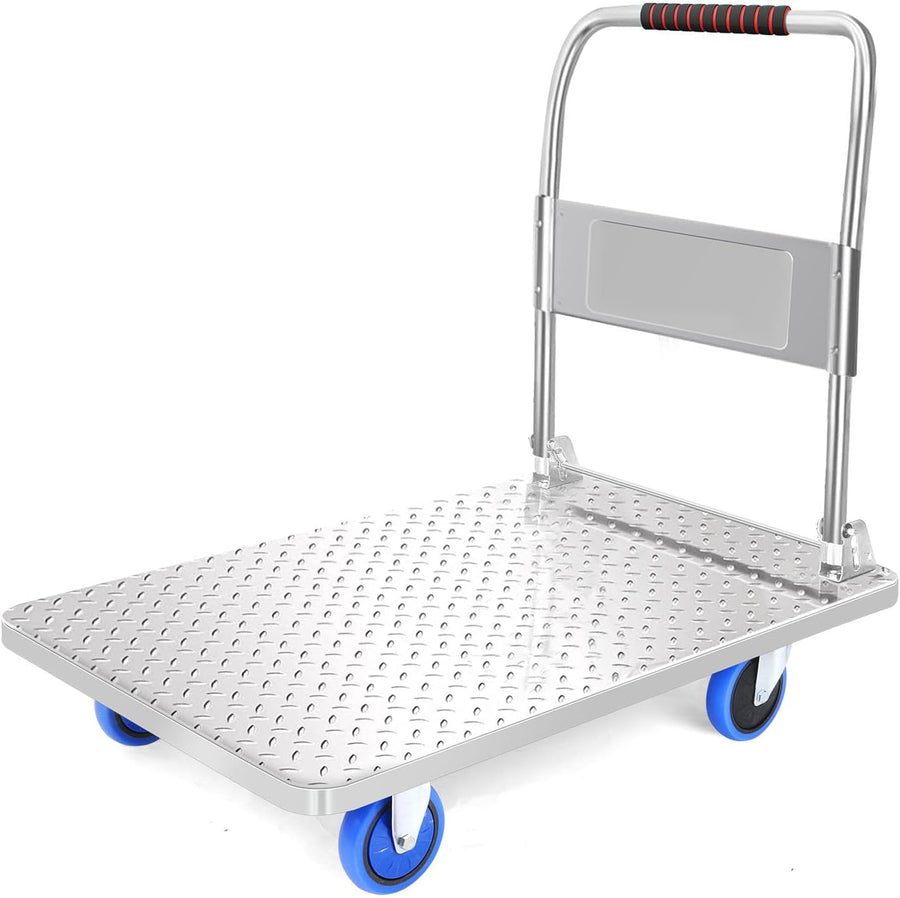 150KG Folding Platform Trolley Hand Truck Silver Cart