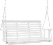 Wooden Porch Swing Bench 4.5ft White with Chains