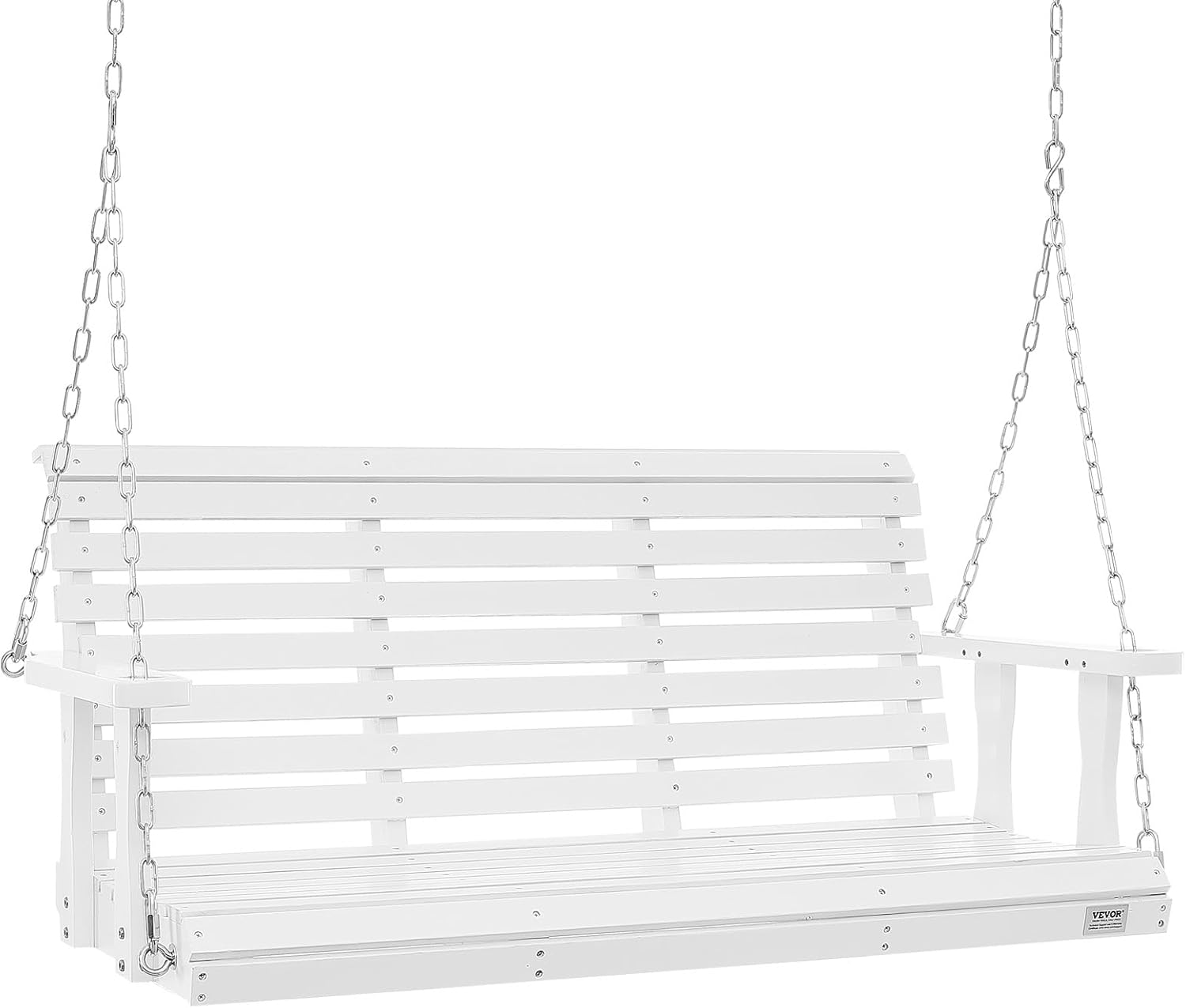 Wooden Porch Swing Bench 5.5ft White with Cup Holders