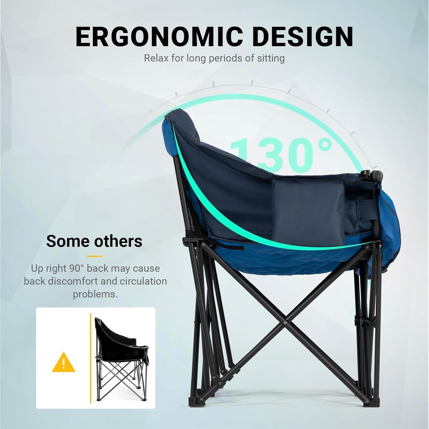 Oversized Double Camping Chair 2 Seater 382kg Blue