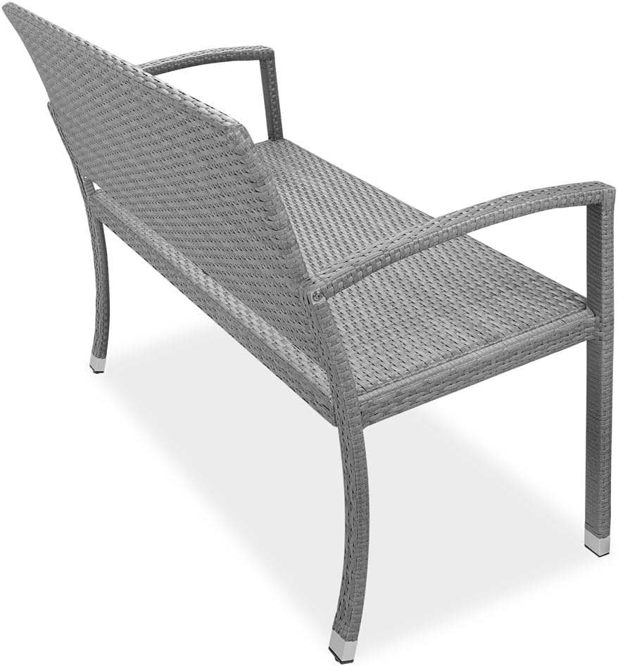 2 Seater Rattan Garden Bench Outdoor Patio Love Seat Grey