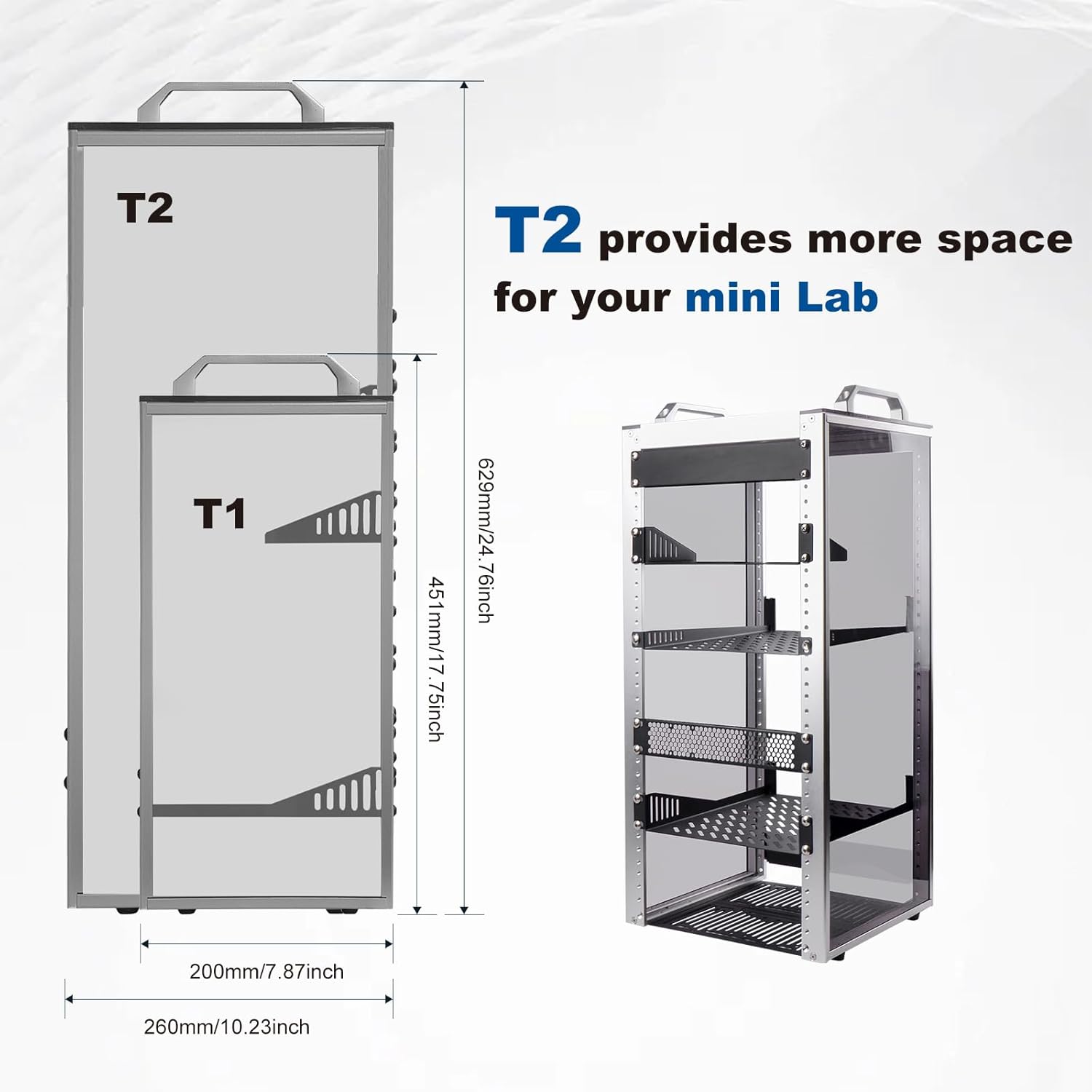 10in 12U Mini Server Rack Cabinet Aluminium Desktop AV NAS