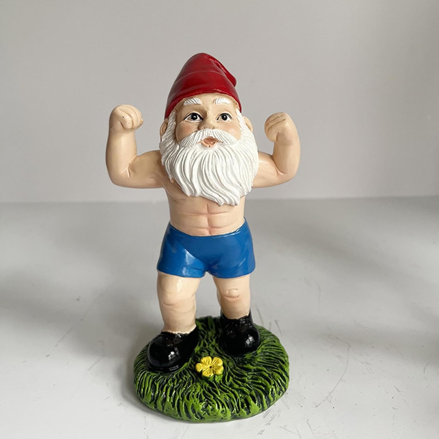 Funny Weightlifting Gnome Statue Resin Garden Decor Outdoor