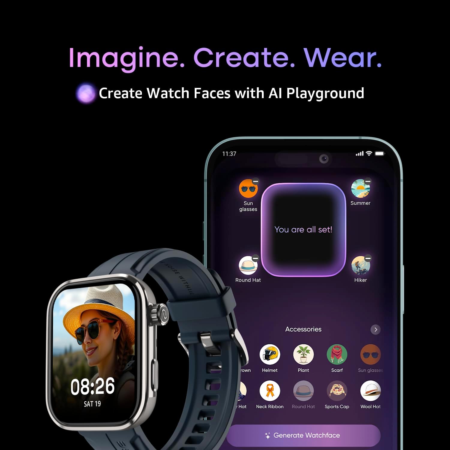 AI Smart Watch 1.96 AMOLED GPS Stainless Steel Black