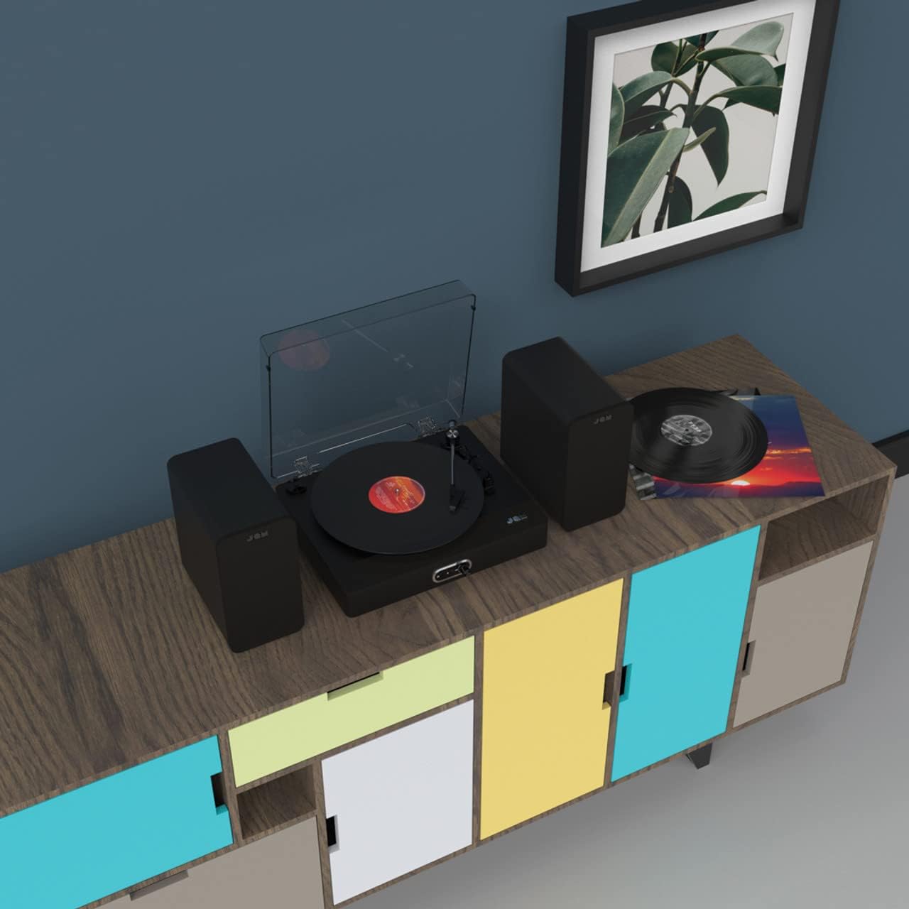 Bluetooth Turntable With Built In Speakers 3 Speed Bamboo