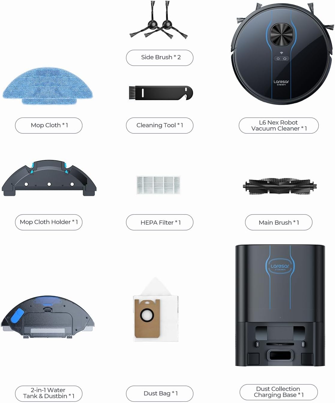 Robot Vacuum Mop Self Empty 5000Pa LiDAR 180Min WiFi Pet Hair