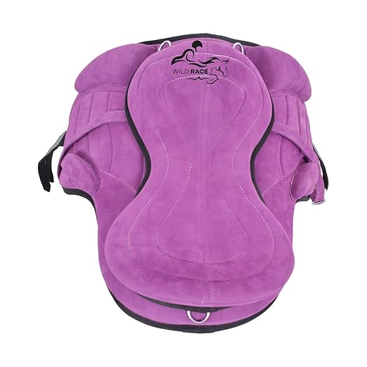 Treeless Suede Horse Saddle 18 Inch Purple Matching Girth