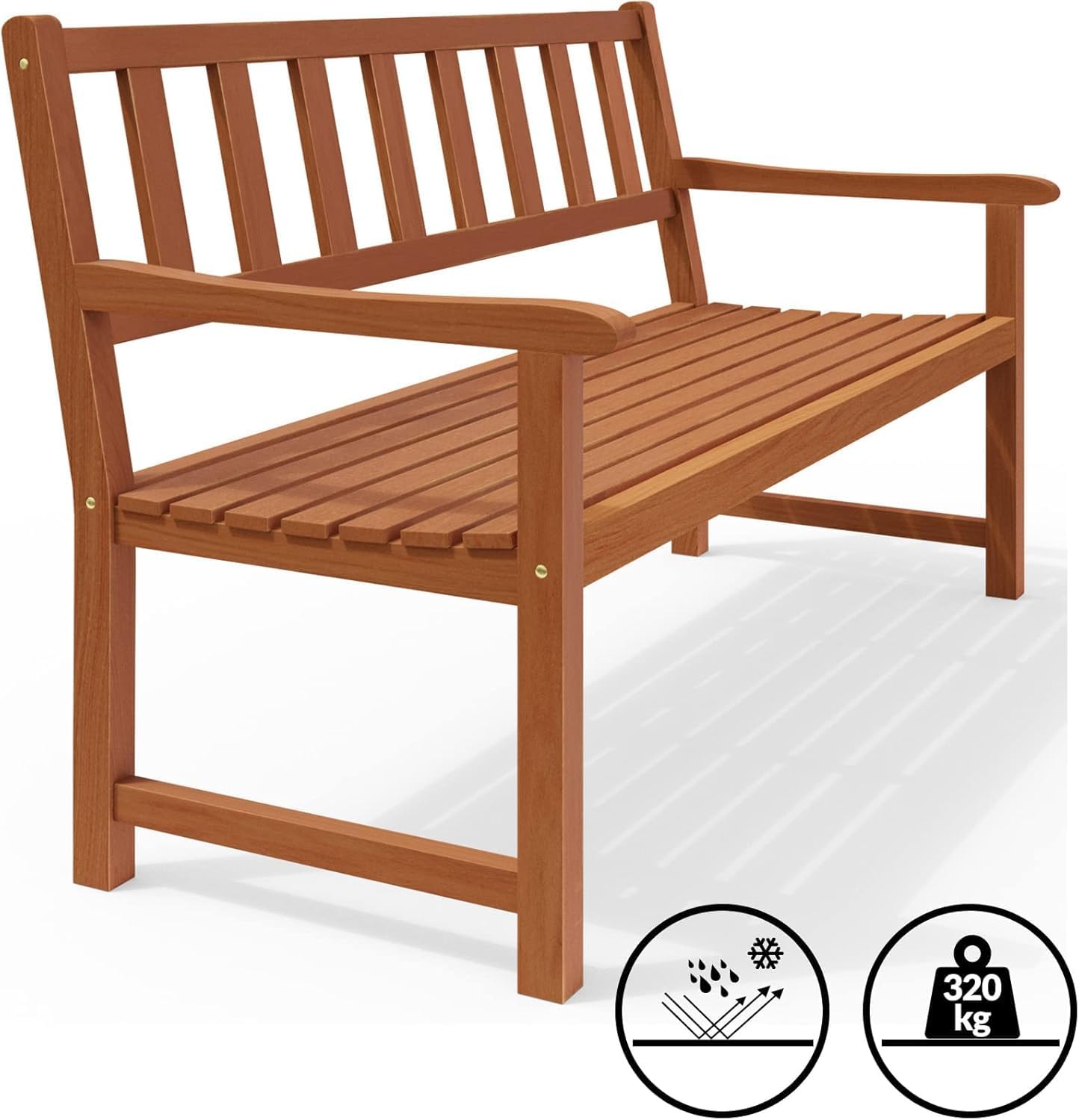 2 Seater Wooden Garden Bench 120cm Acacia Outdoor Patio Bench Seat