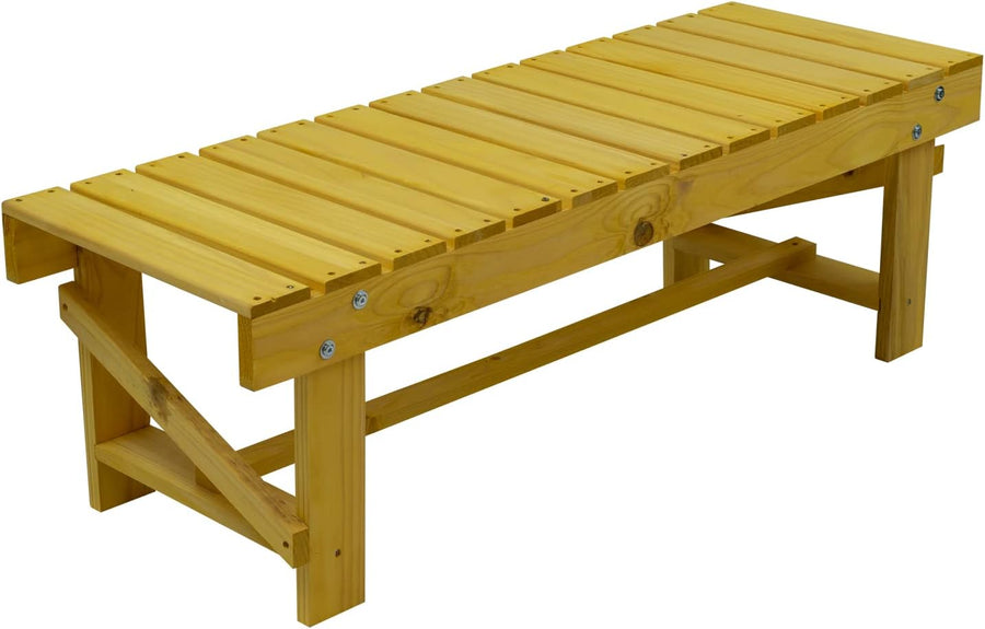 2 Seater Wooden Garden Bench Pine Patio Backless Outdoor Seat