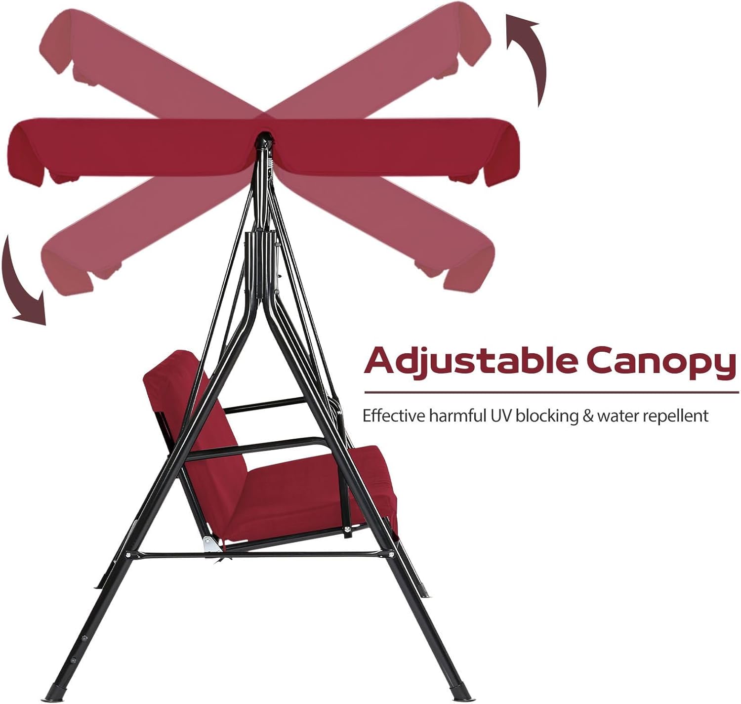 Red 3 Seater Garden Swing Chair with Canopy