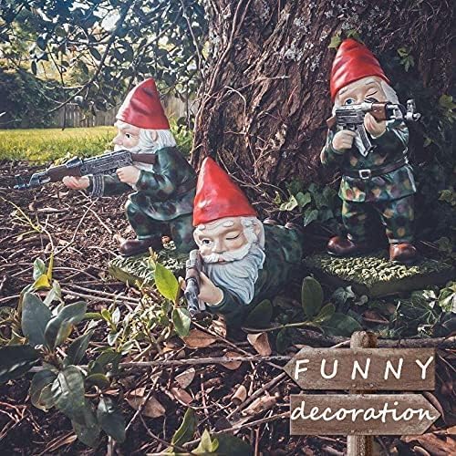 Military Garden Gnome Set Funny Army Gnomes Resin Outdoor Decor