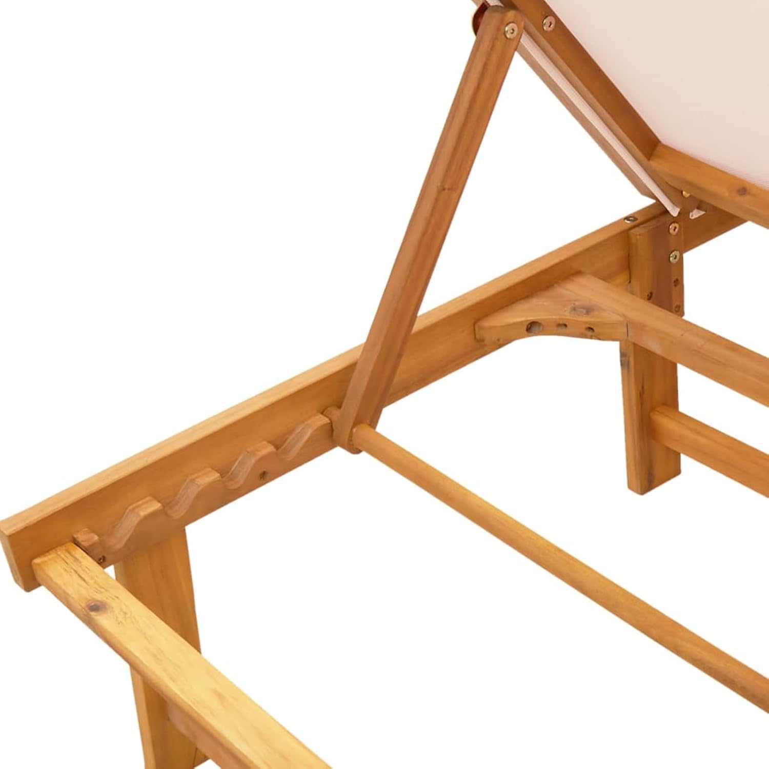 Acacia Wood Sun Lounger 5 Position Textilene Recliner