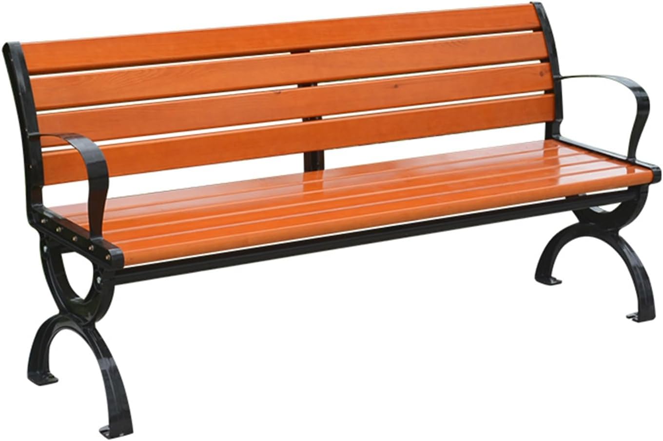 Outdoor Metal Garden Bench Patio Park Bench with Armrests 120cm