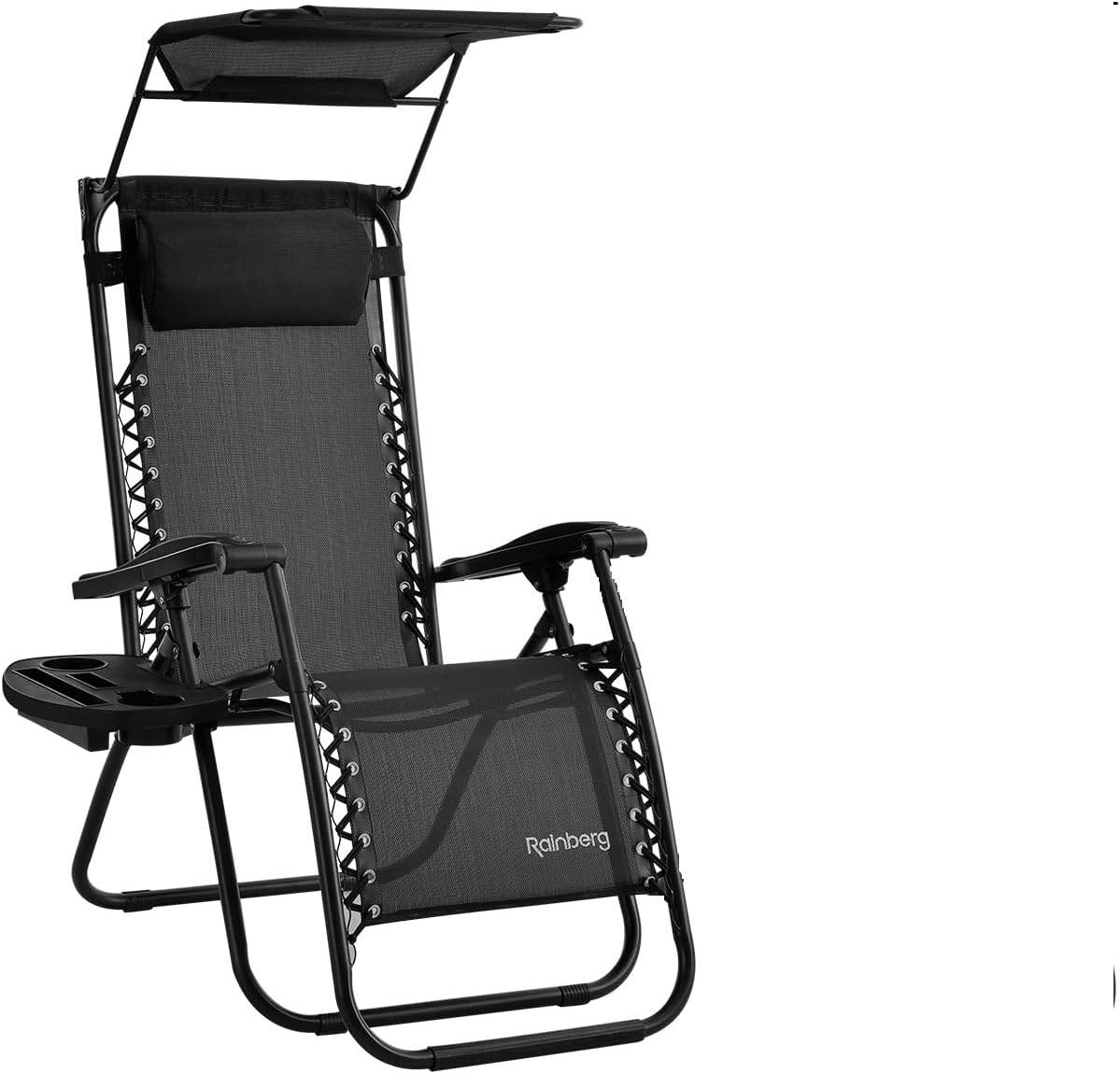 Zero Gravity Recliner Chair with Sun Shade Cup Holder Black