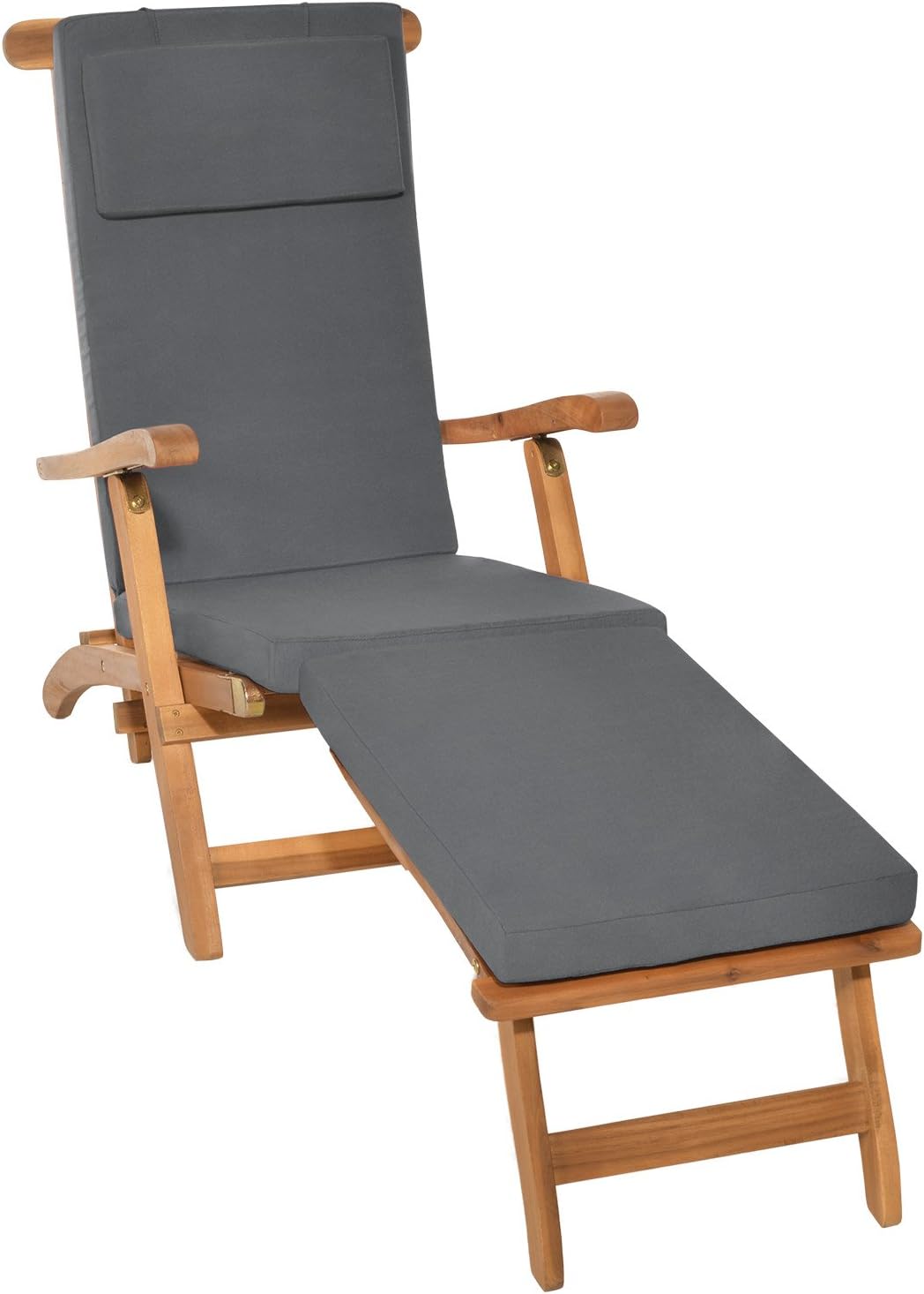2 Pack Sun Lounger Cushion Pads 175x45x5cm Grey