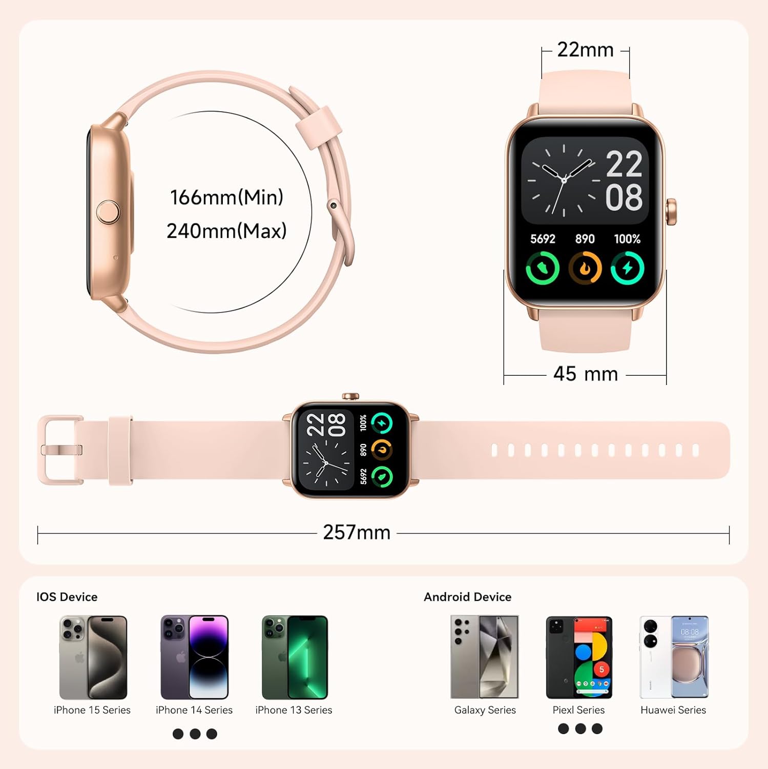 Women Smart Watch Alexa Call 100 Sports IP68
