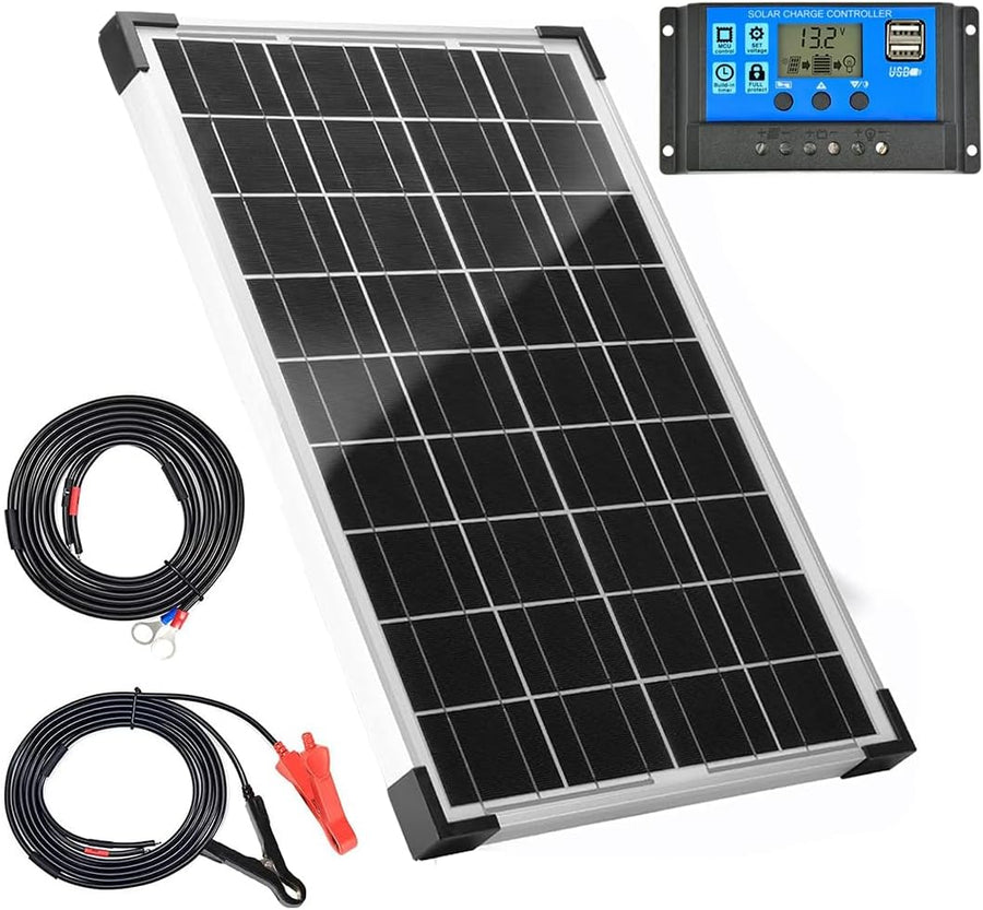 30W 12V Solar Panel Kit Battery Charger Controller Camping RV Boat