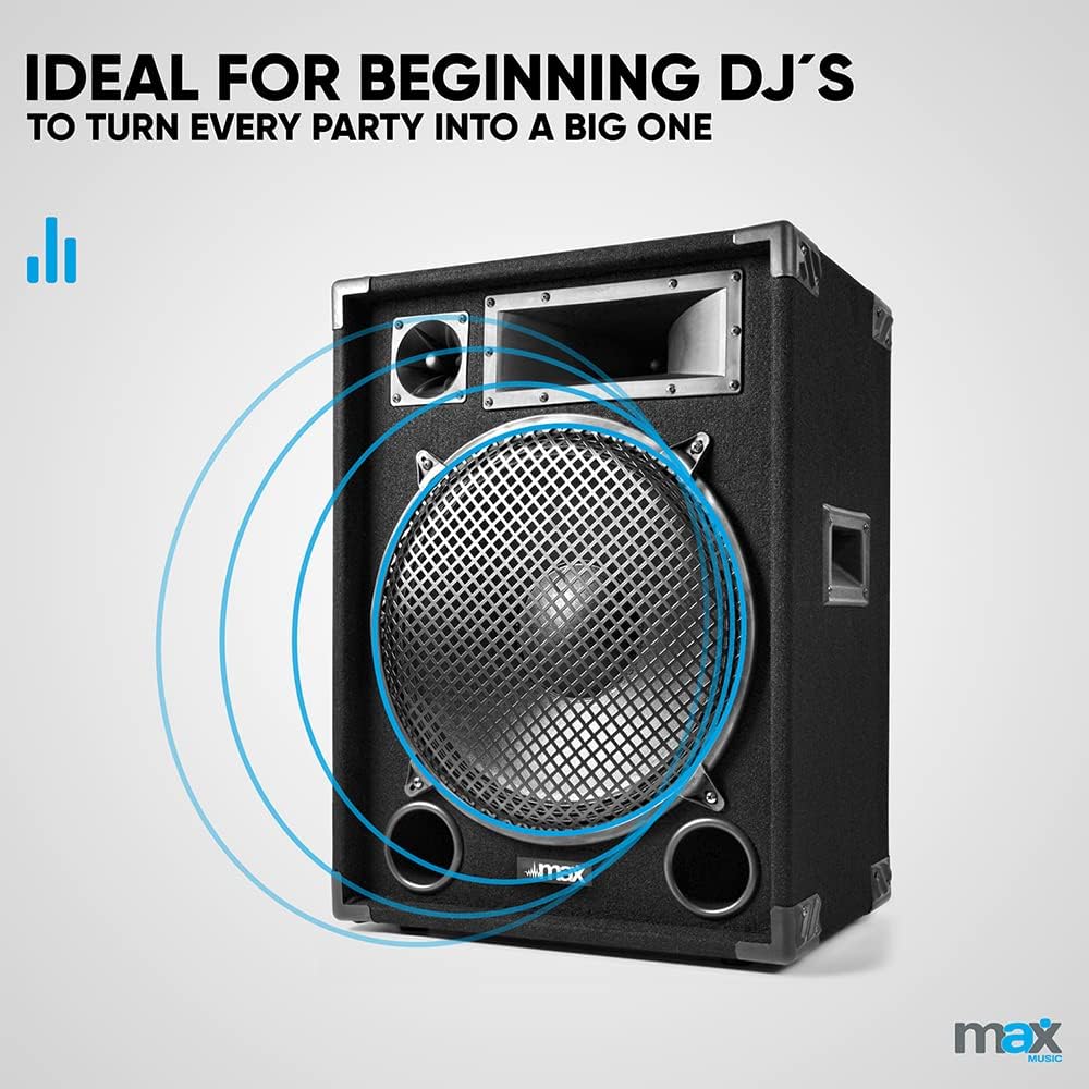 15" Passive DJ PA Speakers Pair 2000W 3-Way System Deep Bass Pro Audio