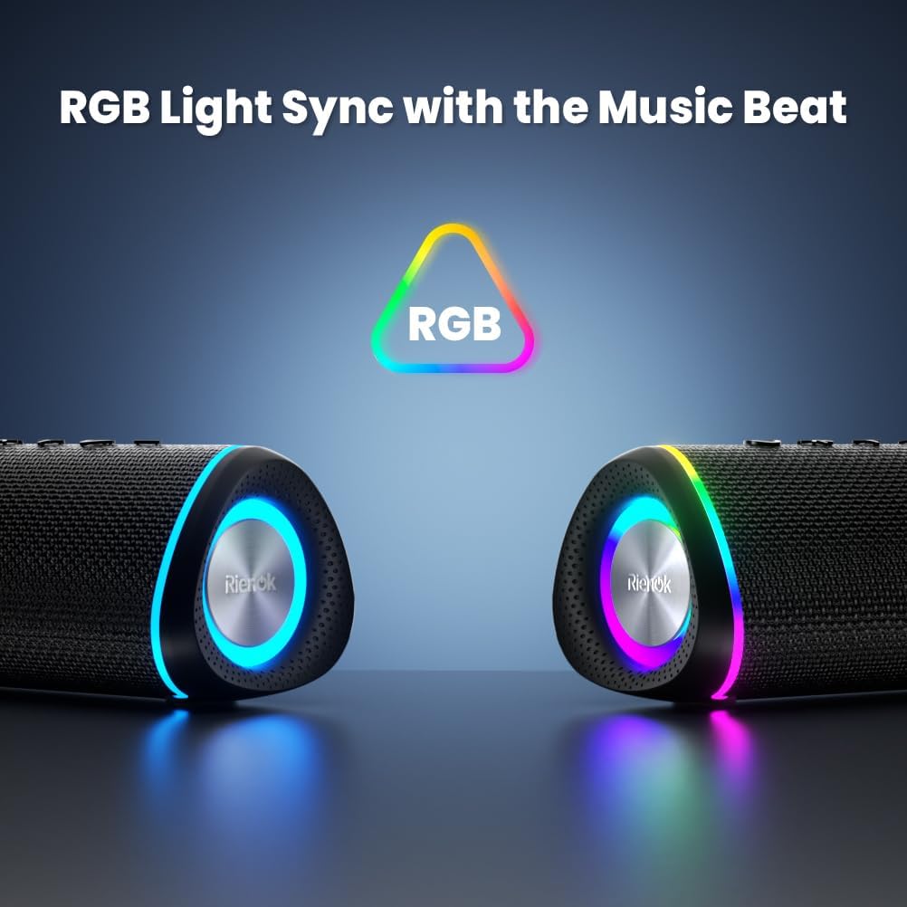 Portable Bluetooth Speaker 30W Bass RGB Lights Waterproof