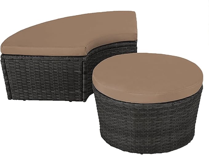 Outdoor Round Daybed Sun Island Lounger 160CM Beige
