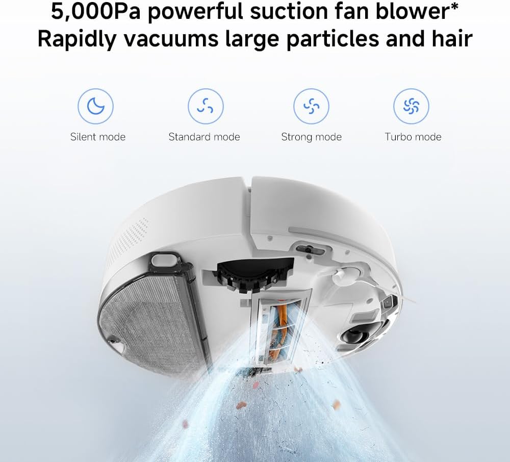 Robot Vacuum Mop 5000Pa LiDAR Mapping WiFi App Pet Hair