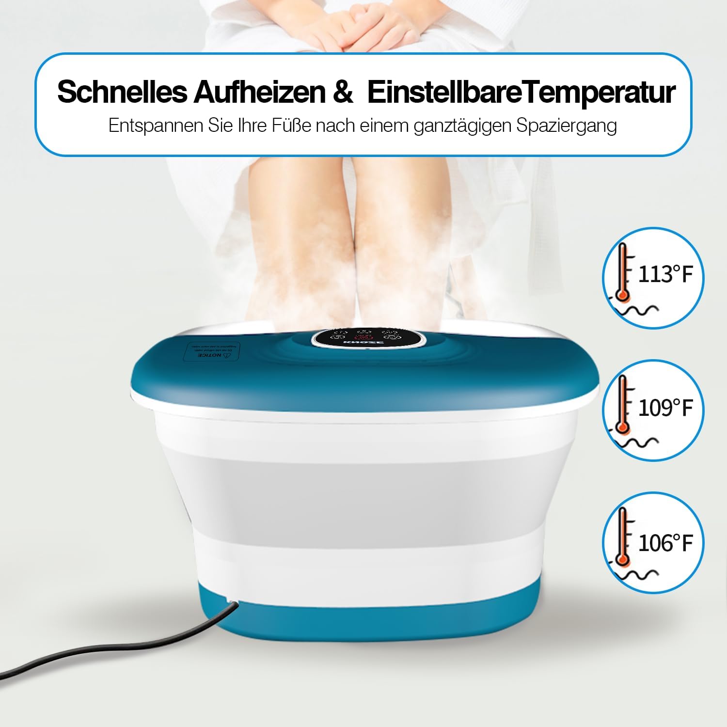 Heated Foot Spa Massager Remote Control Foldable Rollers Bubbles