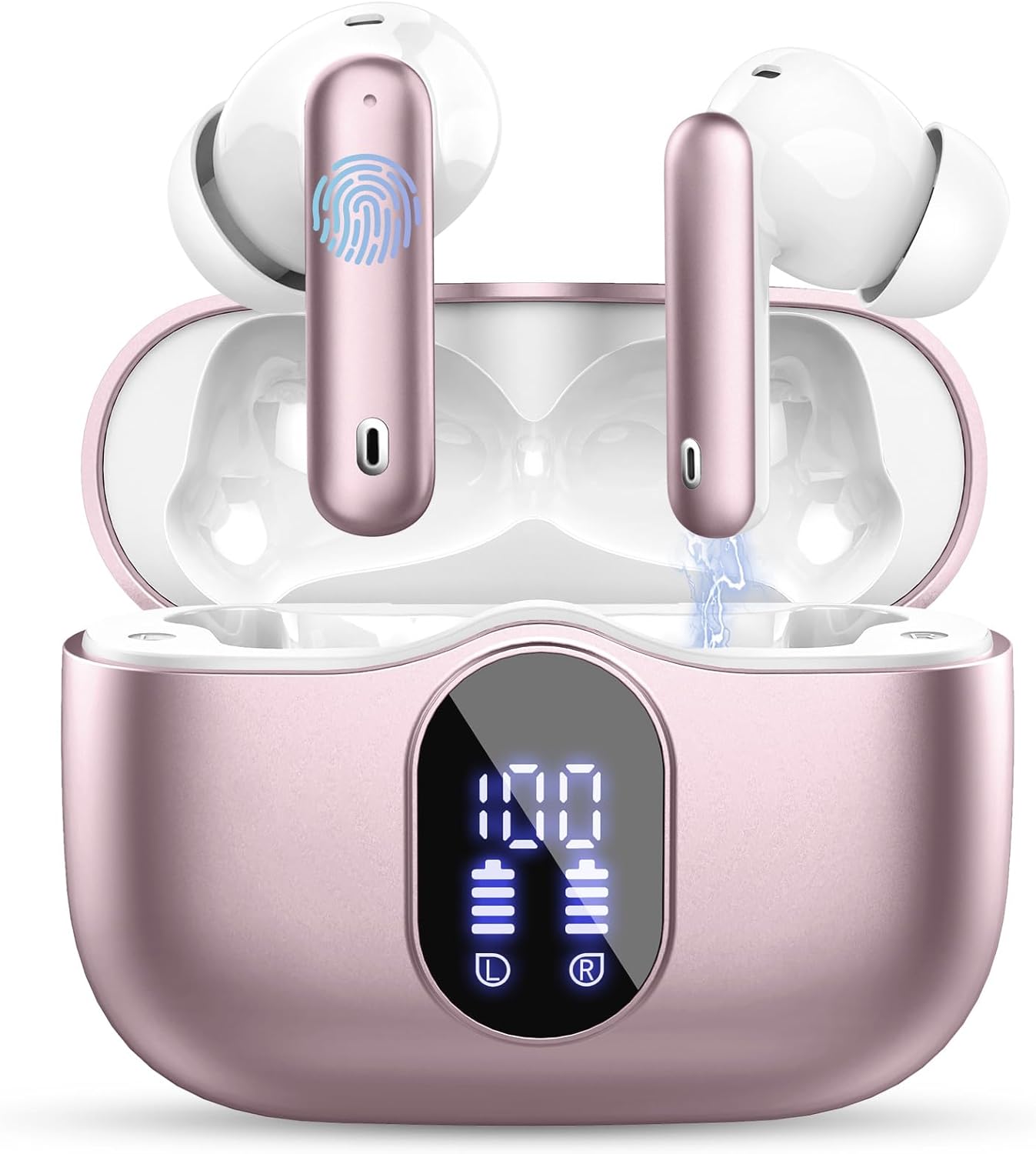 Mini Bluetooth 5.4 Wireless Earbuds ENC Mic 3D Bass 36H LED