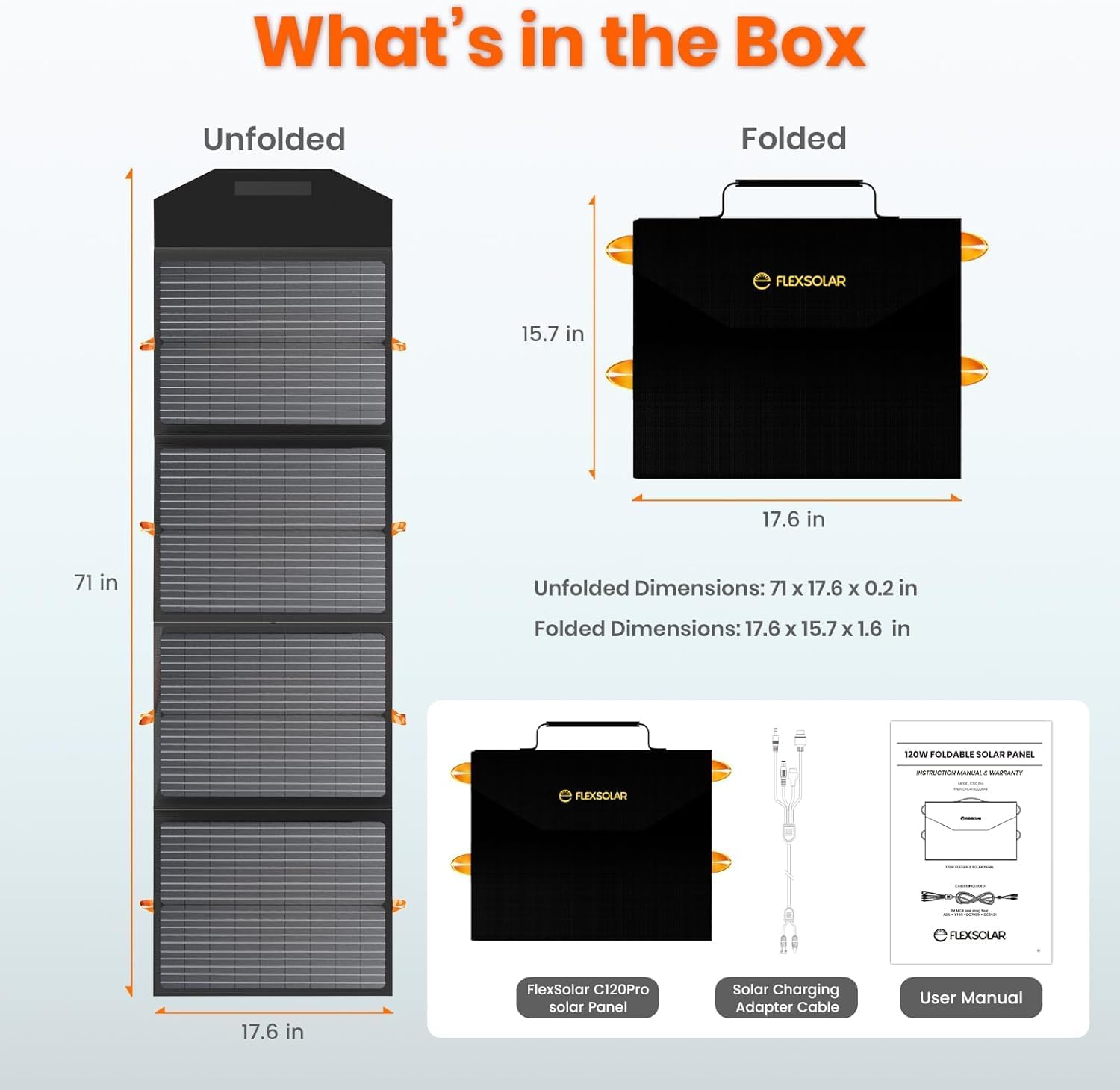 120W Foldable Solar Panel Charger USB-C Portable Camping Power