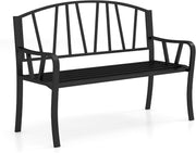 2-3 Seater Outdoor Metal Garden Bench Patio Park Seat Black