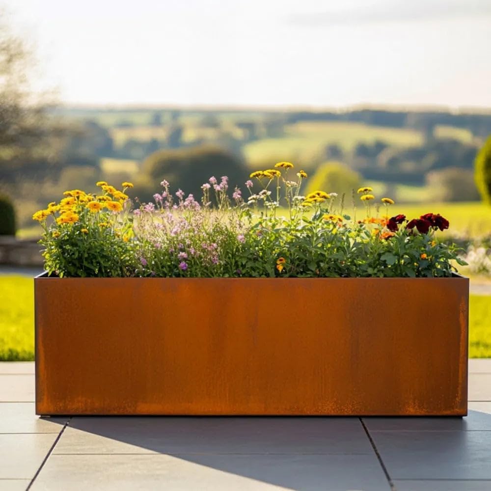Corten Steel Trough Planter Rust Finish Extra Large 120cm